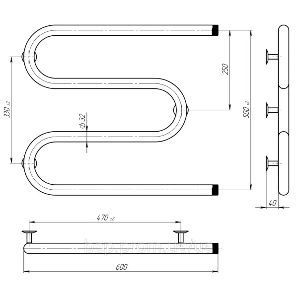 Рушникосушка Змійка водяна 500х600 Deffi (Хром, бокове підкл.)