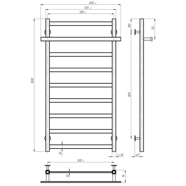 Рушникосушка Deffi Nikole П9 500*1000 Deffi