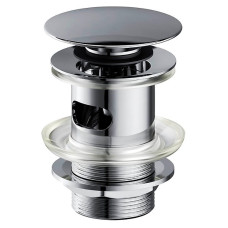 Металевий донний клапан CLICK-CLACK для умивальників з переливом, хромований