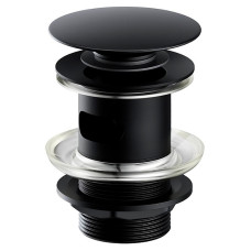 Металевий донний клапан CLICK-CLACK для умивальників чорний з переливом