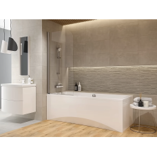 Шторка для ванни EASY NEW 140х70 одинарна, профіль ЧОРНИЙ, прозоре скло 5мм