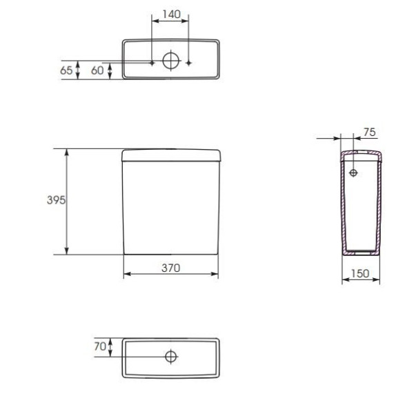 Бачок для унітазу Cersanit Crea 010 3/5л, K673-004
