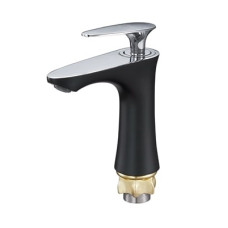 Змішувач Zegor для умивальника SAT1-A010YB/чорний+хром