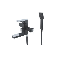 Змішувач Zegor однорукий для ванни короткий LEB3-A123CB/Чорний + Хром