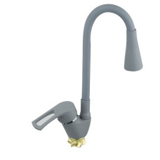 Змішувач Zegor однорукий для кухні/гнучкий гусак/2 режими YUB4-G181GY/сірий