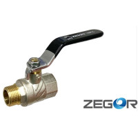 Кран кульовий 1/2"ВЗ (ZEGOR,PRO)(чорна ручка) PN50