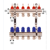 KARRO Колекторна група з витратомірами+євроконус 1"х3/4 /6 виходів