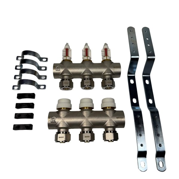 MAREK Колекторна група з витратомірами+євроконус 1"х3/4 /3 вихода