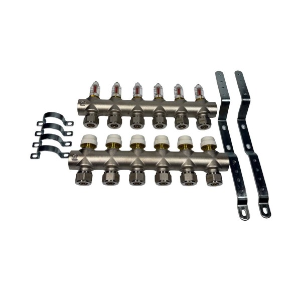 MAREK Колекторна група з витратомірами+євроконус 1"х3/4 /6 виходів