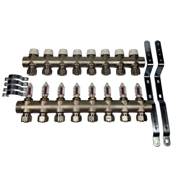 MAREK Колекторна група з витратомірами+євроконус 1"х3/4 /8 виходів