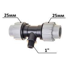 Трійник ПЕ Ø25x1"ЗхØ25 (SantehPlast.COS)