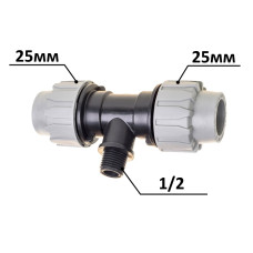 Трійник ПЕ Ø25x1/2"ЗxØ25 (SantehPlast.COS)