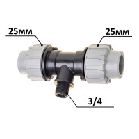 Трійник ПЕ Ø25x3/4"ЗxØ25 (SantehPlast.COS)