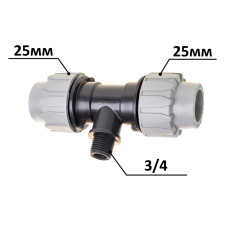Трійник ПЕ Ø25x3/4"ЗxØ25 (SantehPlast.COS)
