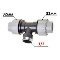 Трійник ПЕ Ø32x1/2"ВхØ32 (SantehPlast.COS)