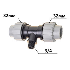 Трійник ПЕ Ø32x3/4"ЗxØ32 (SantehPlast.COS)