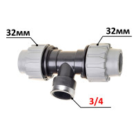 Трійник ПЕ Ø32x3/4"ВхØ32 (SantehPlast.COS)