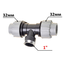 Трійник ПЕ Ø32x1"ВхØ32 (Santehplast.COS)